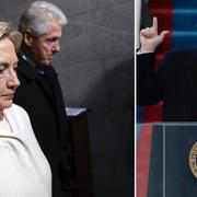 Hillary och Bill Clinton under Donald Trumps installation.