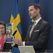 December 2023. Dåvarande biståndsminister Johan Forssell (M) presenterar regeringens reformagendan för biståndet.