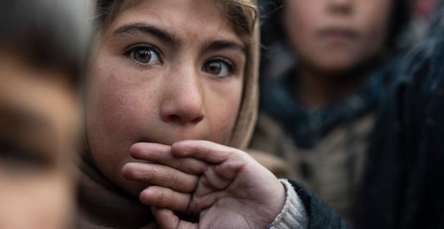En afghansk flicka som tvingats på flykt, Herat, Afghanistan. Petros Giannakouris / AP