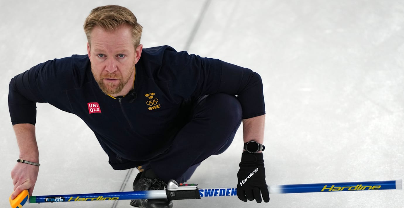 Sveriges Niklas Edin under eftermiddagens match mot Tyskland. 