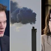 Sverigedemokraternas Martin Kinnunen (t v) Klimatminister Isabella Lövin (MP) (t h)