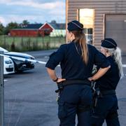 
Polis i närheten av brottsplatsen, augusti 2023.