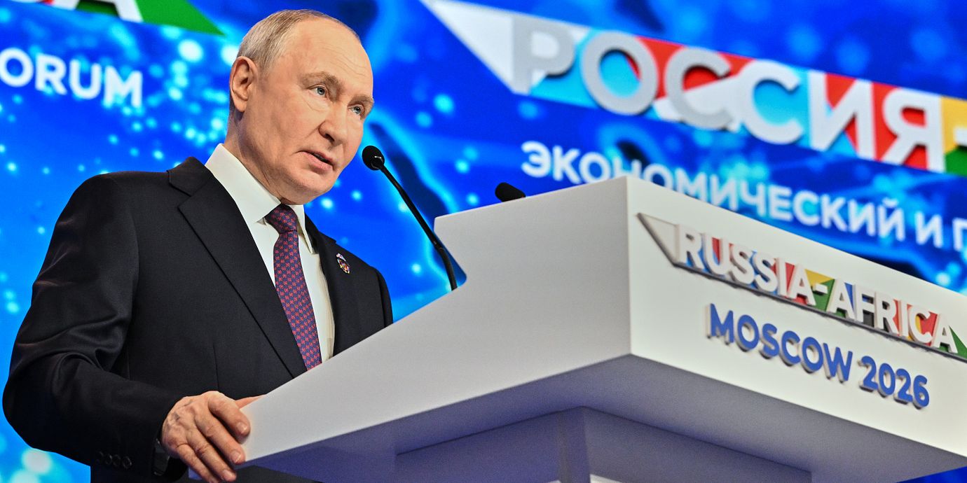Rysslands president Vladimir Putin på mötet ”Russia-Africa Summit” i Moskva 28 oktober.