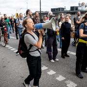 Greta Thunberg i samband med en klimatdemonstration.