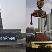 Thyssenkrupps huvudkontor i tyska Essen, Tata Steel-anläggning i Nederländerna. Arkivbilder.