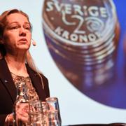 STOCKHOLM 20161116 Cecilia Skingsley, vice riksbankschef vid en presskonferens på onsdagen. Sverige var först i världen med att ge ut papperssedlar. Nu kan vi bli det första landet med en centralbanksutgiven elektronisk valuta.