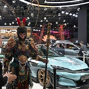 En BYD-bil på en mässa i Shanghai.
