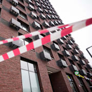 Lägenhetshuset där Aleksejev blev skjuten på fredagen.