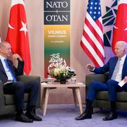 President Joe Biden och Turkiets president Recep Tayyip Erdogan möttes vid Natotoppmötet i Vilnius i juli. 