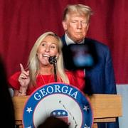 Marjorie Taylor Greene och Donald Trump 2023.