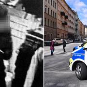 Övervakningskamera från dådet / Polisinsats i samband med skjutningen