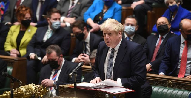 Boris Johnson talar i underhuset.  Jessica Taylor/AP/TT