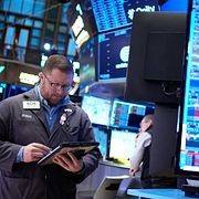Ryan Falvey works on the floor at the New York Stock Exchange in New York, Thursday, March 5, 2026. (AP Photo/Seth Wenig)  NYSW107