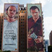 Arkivbild: Stora reklampelare i Los Angeles inför släppet av GTA V, 2013. 