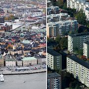 Olika bostadsområden i Stockholm.