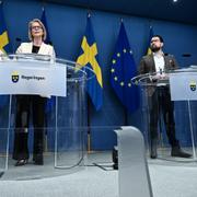 Pressträff med finansminister Elisabeth Svantesson (M) och Sverigedemokraternas partiledare Jimmie  Åkesson.