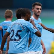 Manchester City jublar efter ett mål mot Norwich.