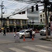 Polis på gatorna i Hua Hin i södra Thailand. Arkivbild. 