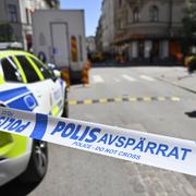 Polis på plats efter trafikolyckan i Malmö.