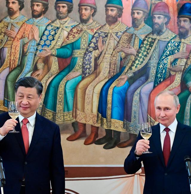 Russian President Vladimir Putin and Chinese President Xi Jinping in Moscow. Pavel Byrkin / AP