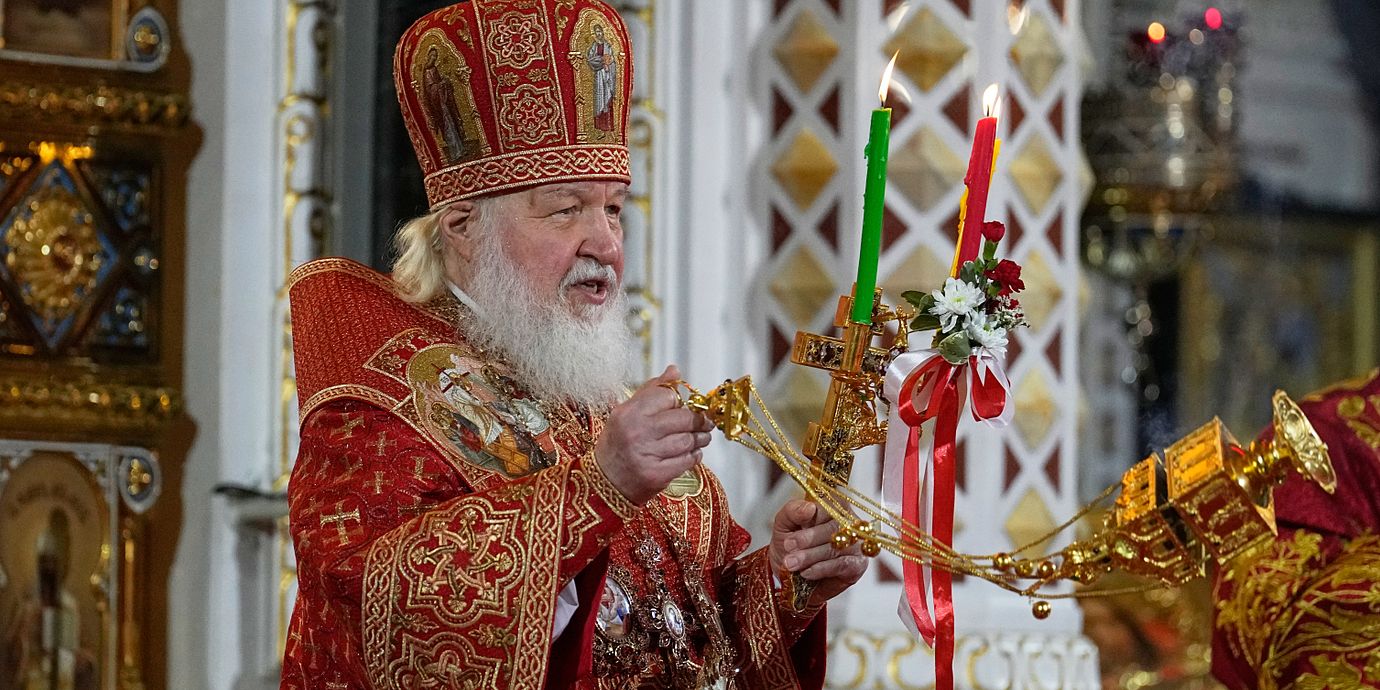 Arkivbild: Patriark Kirill av Moskva, rysk-ortodoxa kyrkans ledare.