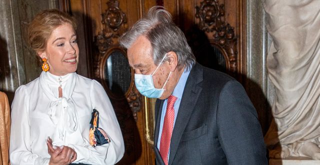 Miljö- och klimatminister Annika Strandhäll och FN:s generalsekreterare António Guterres i samband med FN-toppmötet. Ola Axman / TT NYHETSBYRÅN