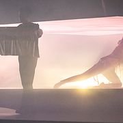 David Alcer stormade scenen under Loreens framträdande i Mello den 25 februari 2023.