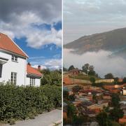 Villa i Sverge till vänster. Rwandas huvudstad Kigali till höger