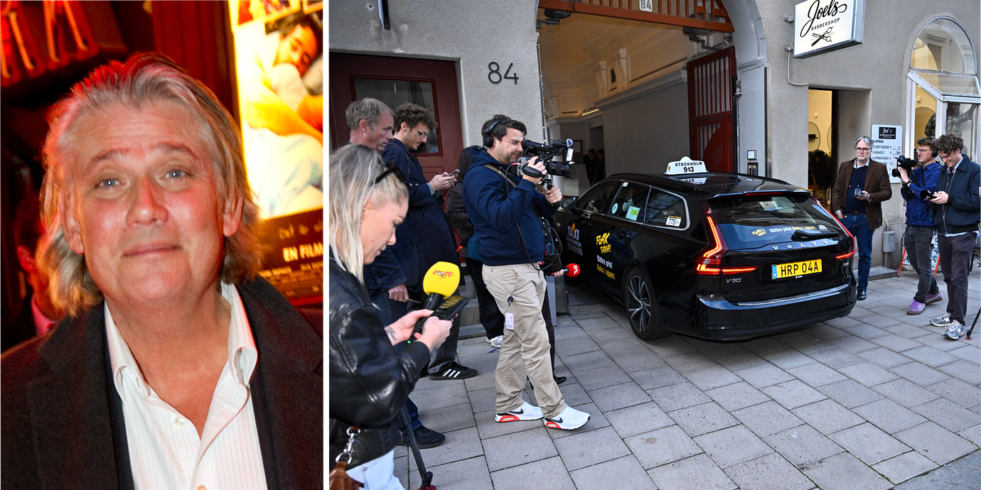 Paul Ronge. Pressuppbåd utanför Vänsterpartiets kansli.