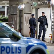 Polisen på plats efter händelsen.
