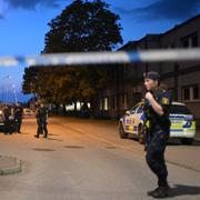 Polisinsats efter skjutningen. 