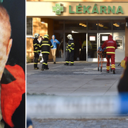 Den man som tjeckiska polisen söker. Bild på entrén till sjukhuset.