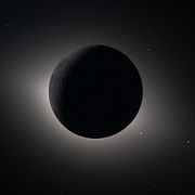 En bild på en totalsolförmörkelse som Nasa har tagit från månraketen Artemis II.