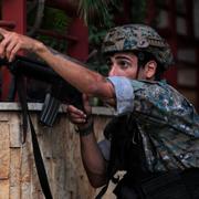 Libanesisk soldat i Beirut på torsdagen.