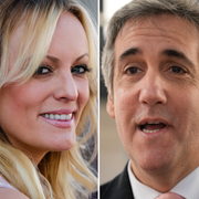 Stormy Daniels, Michael Cohen, Alvin Bragg, Donald Trump. 