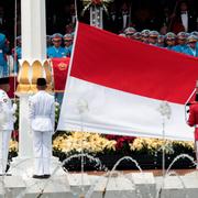 Indonesisk flagga. Arkivbild.