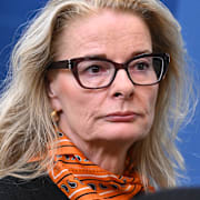 Gymnasie-, högskole- och forskningsminister Lotta Edholm (L) på en pressträff tidigare i januari.