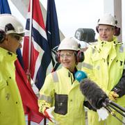 Ursula von der Leyen på besök i Norge 2023. Till vänster Jonas Gahr Støre. 