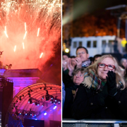 Fyrkervier vid Brandenburg Tor i Berlin/Åskådare vid firandet av Berlinmurens fall.