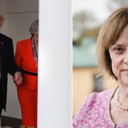 Trump och Theresa May till vänster, Cecilia Hagen till höger