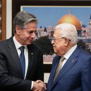 USA:s utrikesminister Antony Blinken och Palestinas president Mahmoud Abbas i Ramallah på Västbanken, 7 februari.