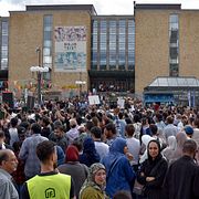 Demonstration mot koranbränning på Medborgarplatsen i Stockholm. Marcus Lindström/TT