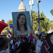 María Corina Machado-supportrar i Chile. 