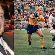 Arkivbilder: Lennart Johansson vid lottningen av grupperna till EM 2016. Klas Ingesson i kamp med Englands Stuart Pearce på Råsunda 1992.