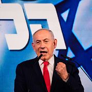 Israels sittande premiärminister Benjamin Netanyahu på valnatten.