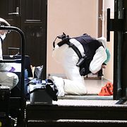 Polisens tekniker vid brottsplatsen i Linköping.