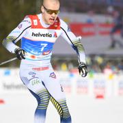 Viktor Thorn under herrarnas sprint kval vid skid-VM i Seefeld.