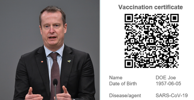 Digitaliseringsminister Anders Ygeman. Förslag från EU-kommissionen om hur ett vaccinpass kan se ut.  TT