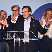 Moderaternas partiledare Ulf Kristersson (M) talar under Moderaternas valvaka på Clarion Sign.