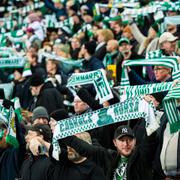 Hammarbys supportrar inför fotbollsmatchen i damallsvenskan mellan Hammarby och Häcken den 5 november 2023.